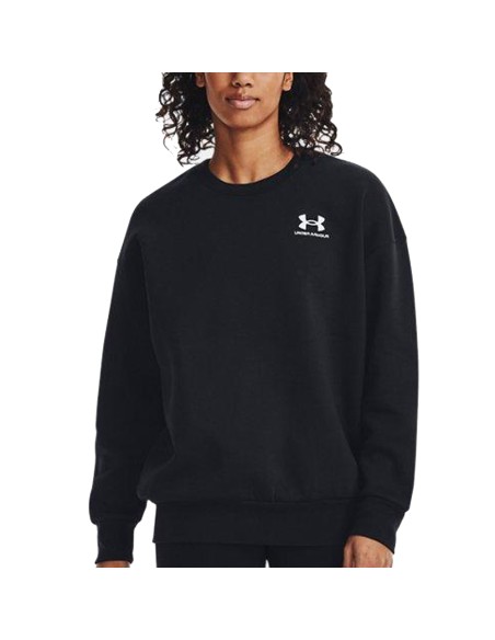 UA W Oversized Essential Fleece Negro | Capaccioni Deportes