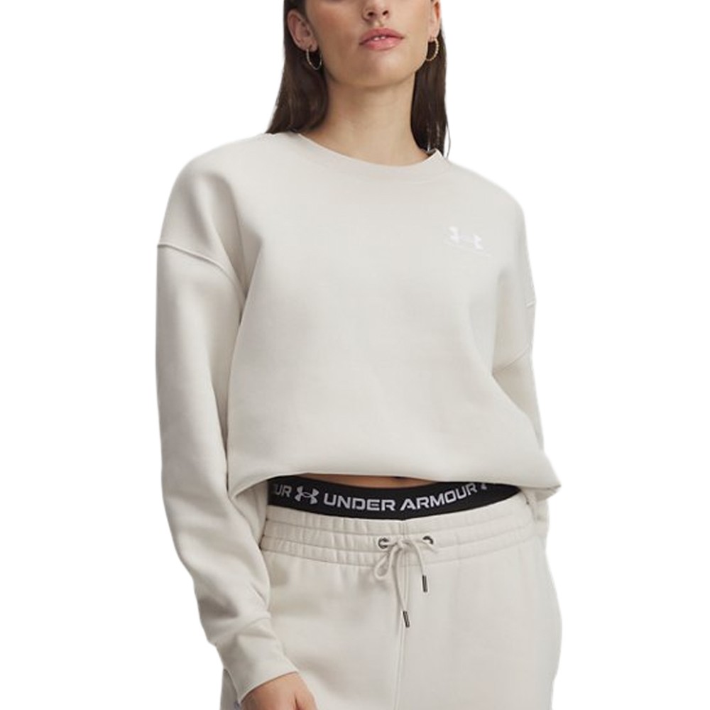 UA W Oversized Essential Fleece Gris | Capaccioni Deportes