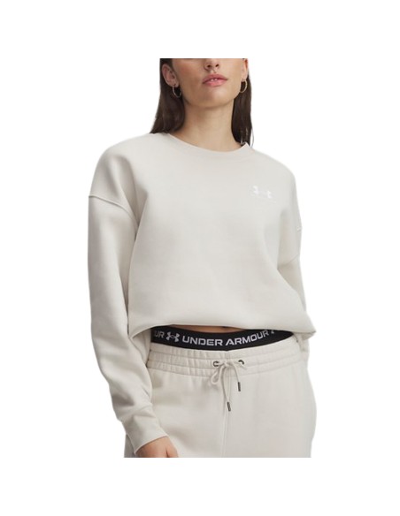 UA W Oversized Essential Fleece Gris | Capaccioni Deportes