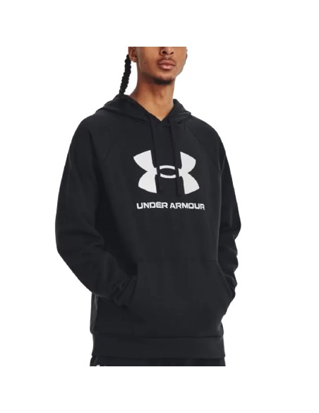 UA M Rival Fleece Logo Hoodie Negro | Capaccioni Deportes