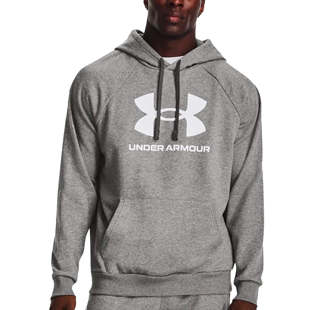 UA M Rival Fleece Logo Hoodie Gris | Capaccioni Deportes