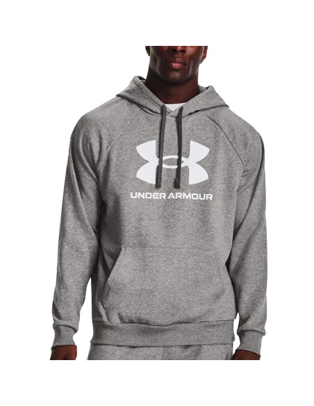 UA M Rival Fleece Logo Hoodie Gris | Capaccioni Deportes