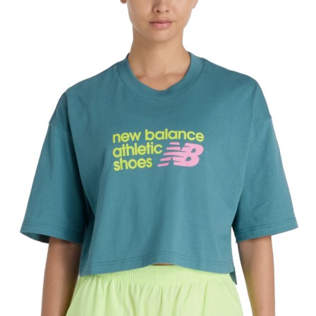 NB Athletics Premium Chest Logo Cropped T-Shirt Verde | Capaccioni Deportes