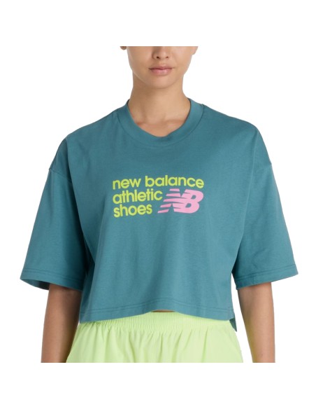 NB Athletics Premium Chest Logo Cropped T-Shirt Verde | Capaccioni Deportes